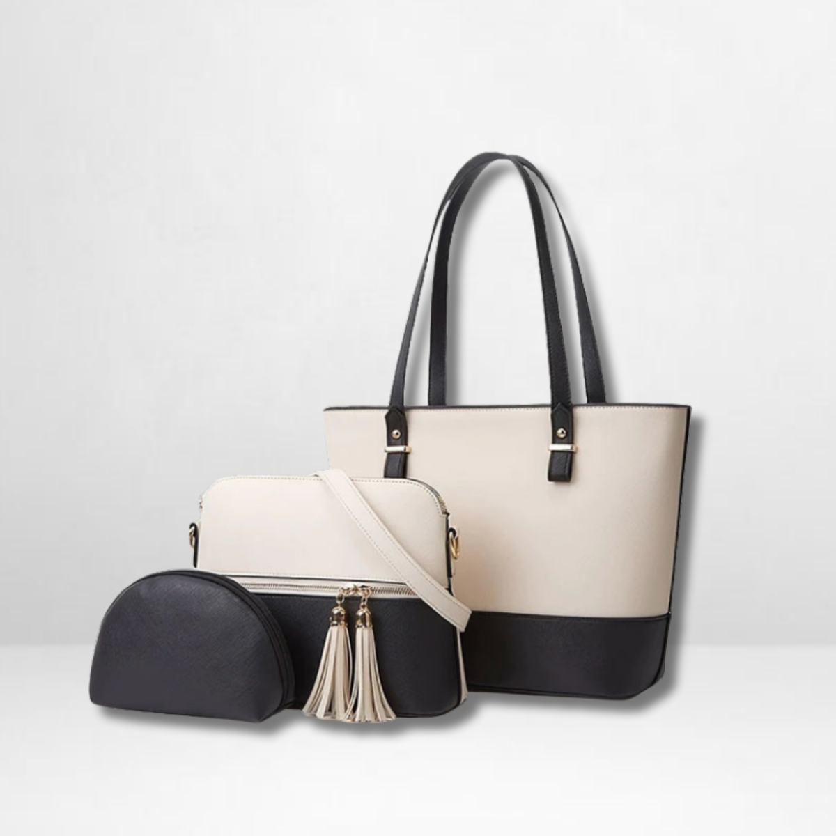 Carla Black White 3 Pcs Shoulder Bag