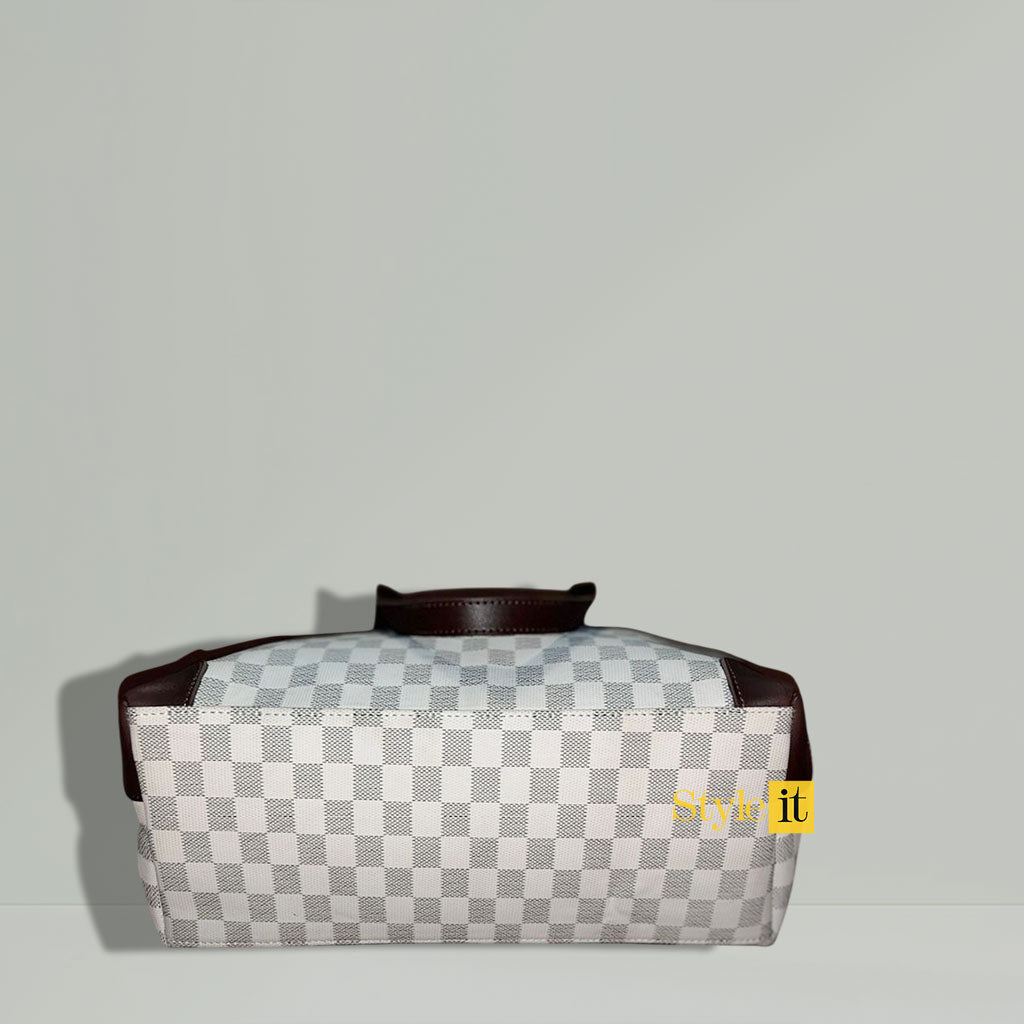 White & Choco Brown Checkered Tote