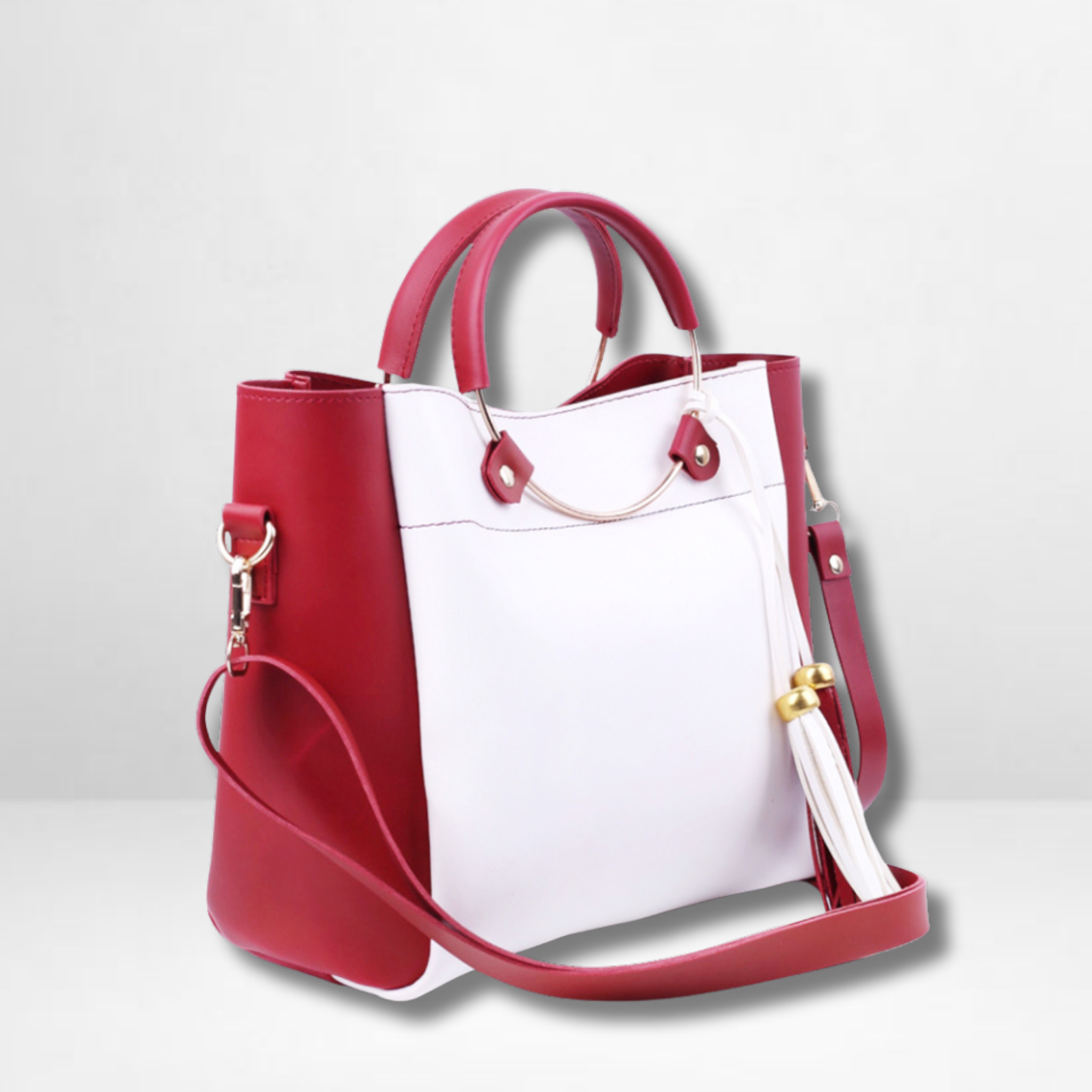 Gloria Maroon and White Handbag