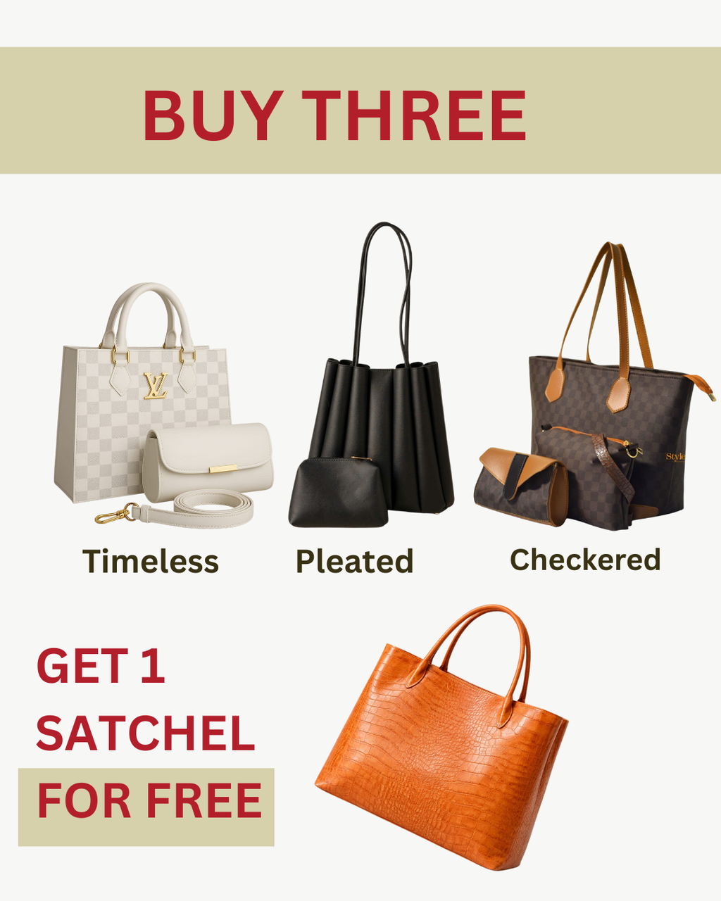 Deal 11 - Timeless + Pleated + Checkered Handbag
