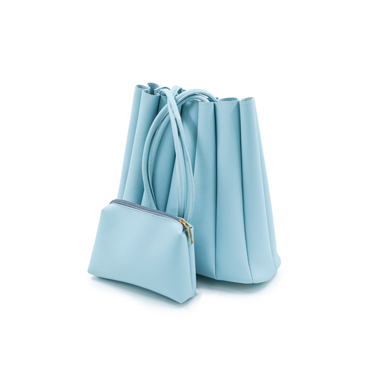 Pleated Tote Ice Blue