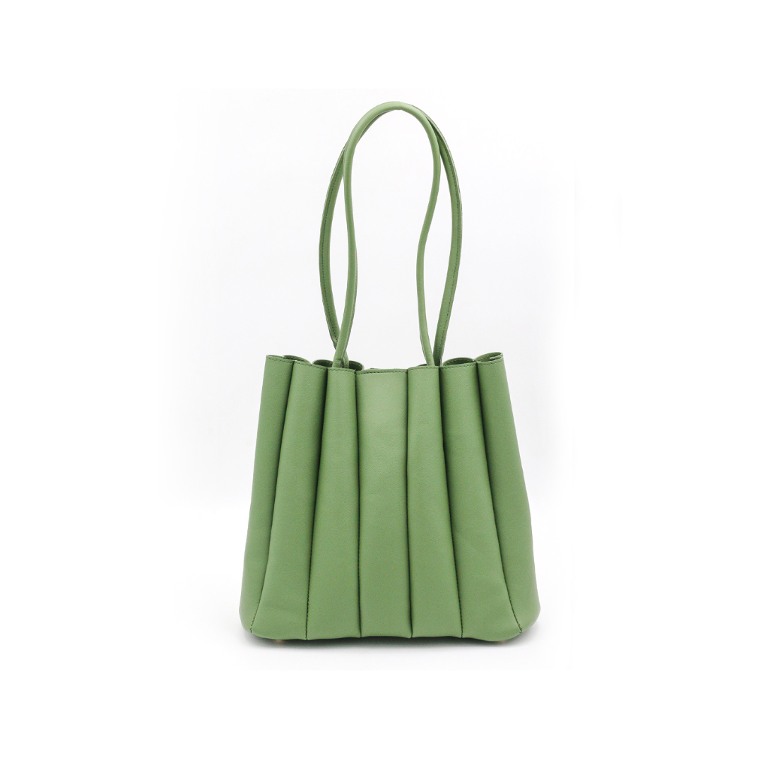 Pleated Green Tote