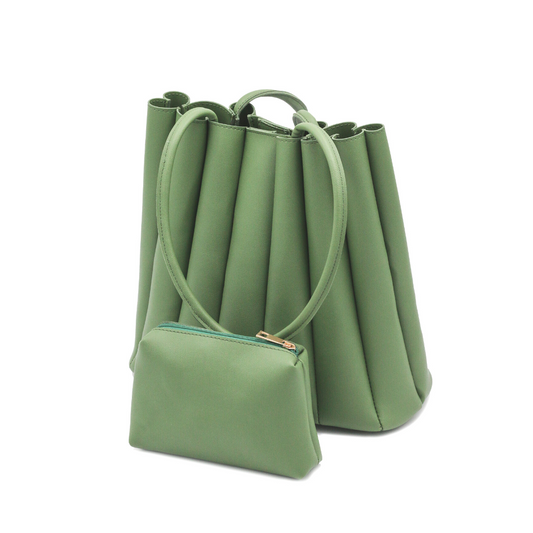 Pleated Tote Green