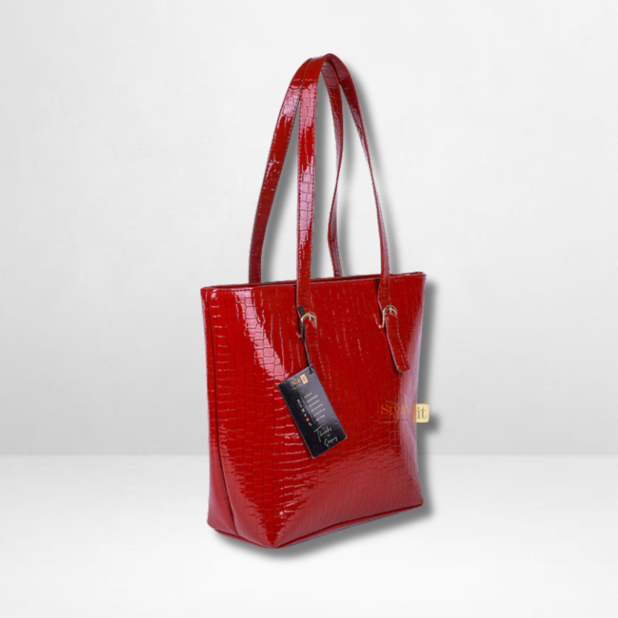 Roomy Reddish Maroon Crocodile Leather Tote Bag