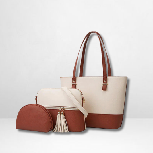 Carla White Brown 3 Pcs Shoulder Bag