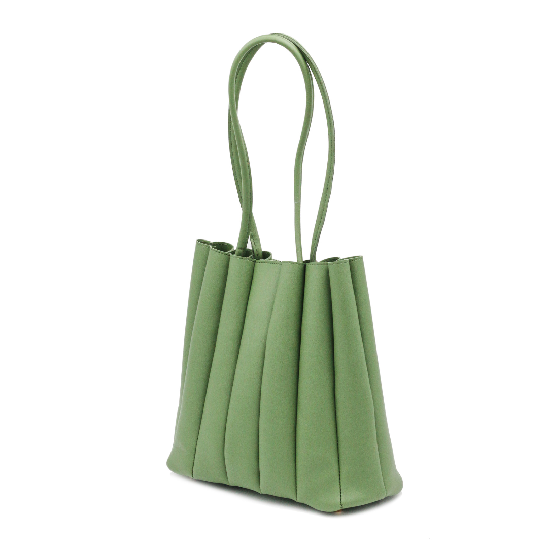 Pleated Green Tote