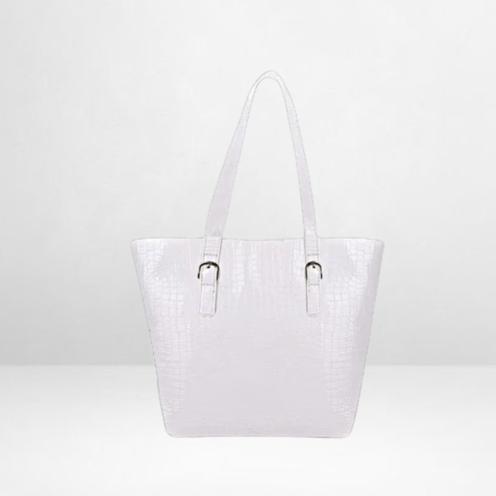 Roomy White Crocodile Leather Bag