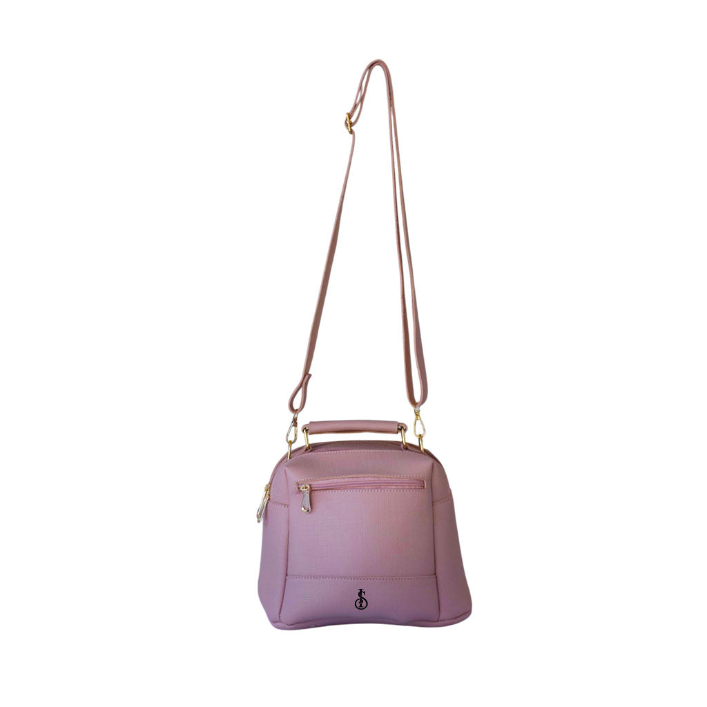 pinkish Luxe Leather 4-Zip Bucket Bag