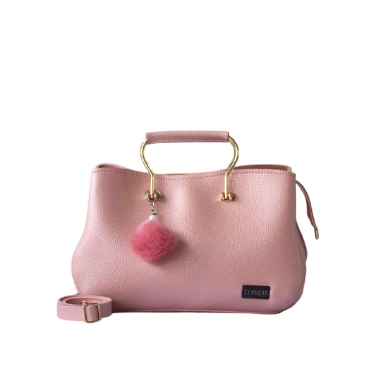 Pink Satchel Leather Handbag for Women
