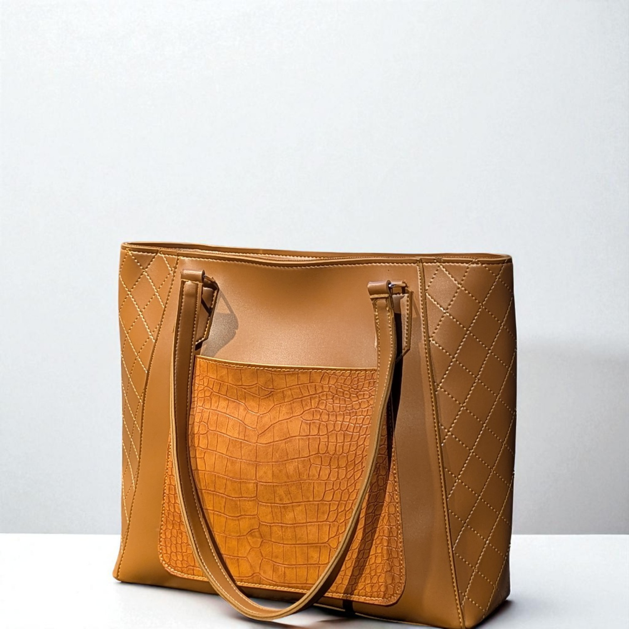 Luxe Elegence Mustard Brown Tote