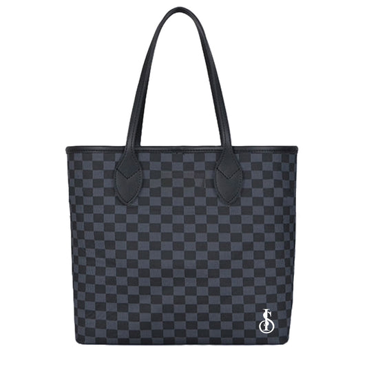 Black Checkered Zipper tote