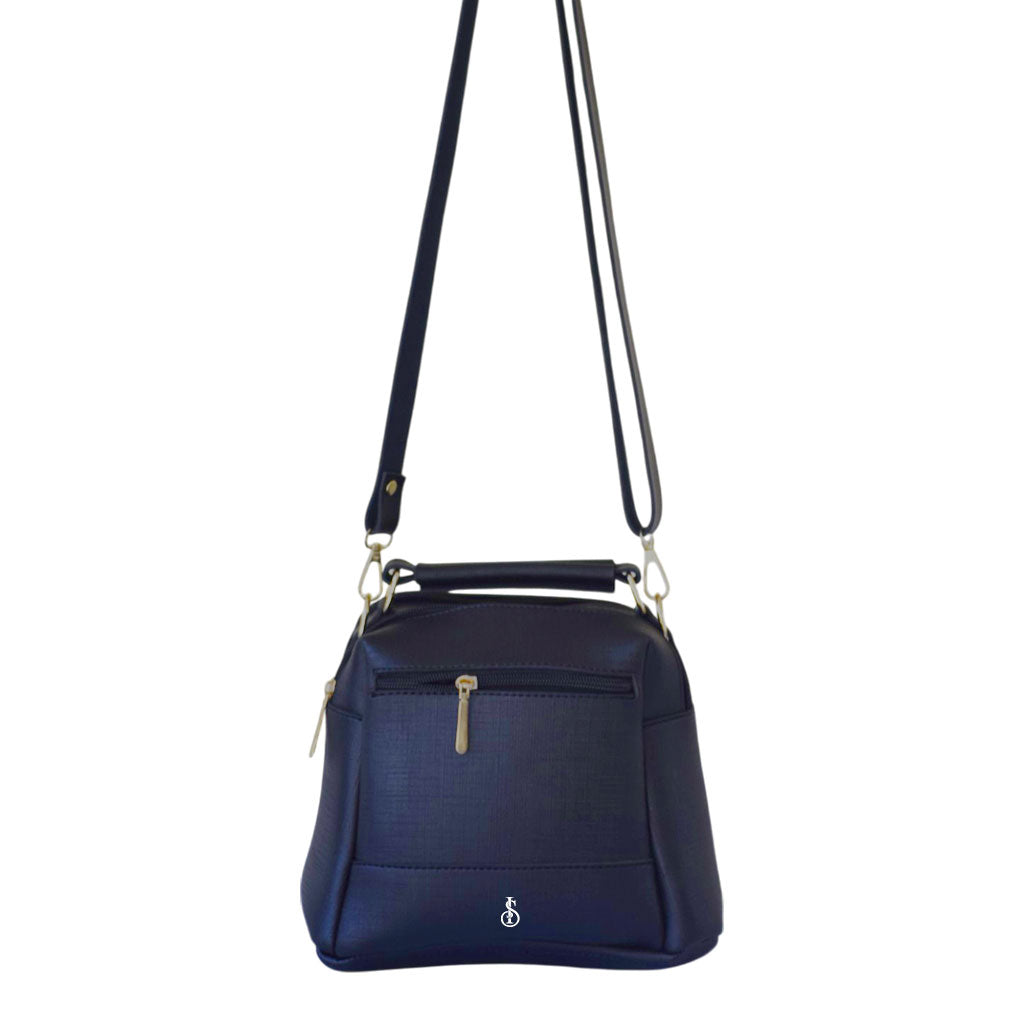 Jet Black Luxe Leather 4-Zip Bucket Bag