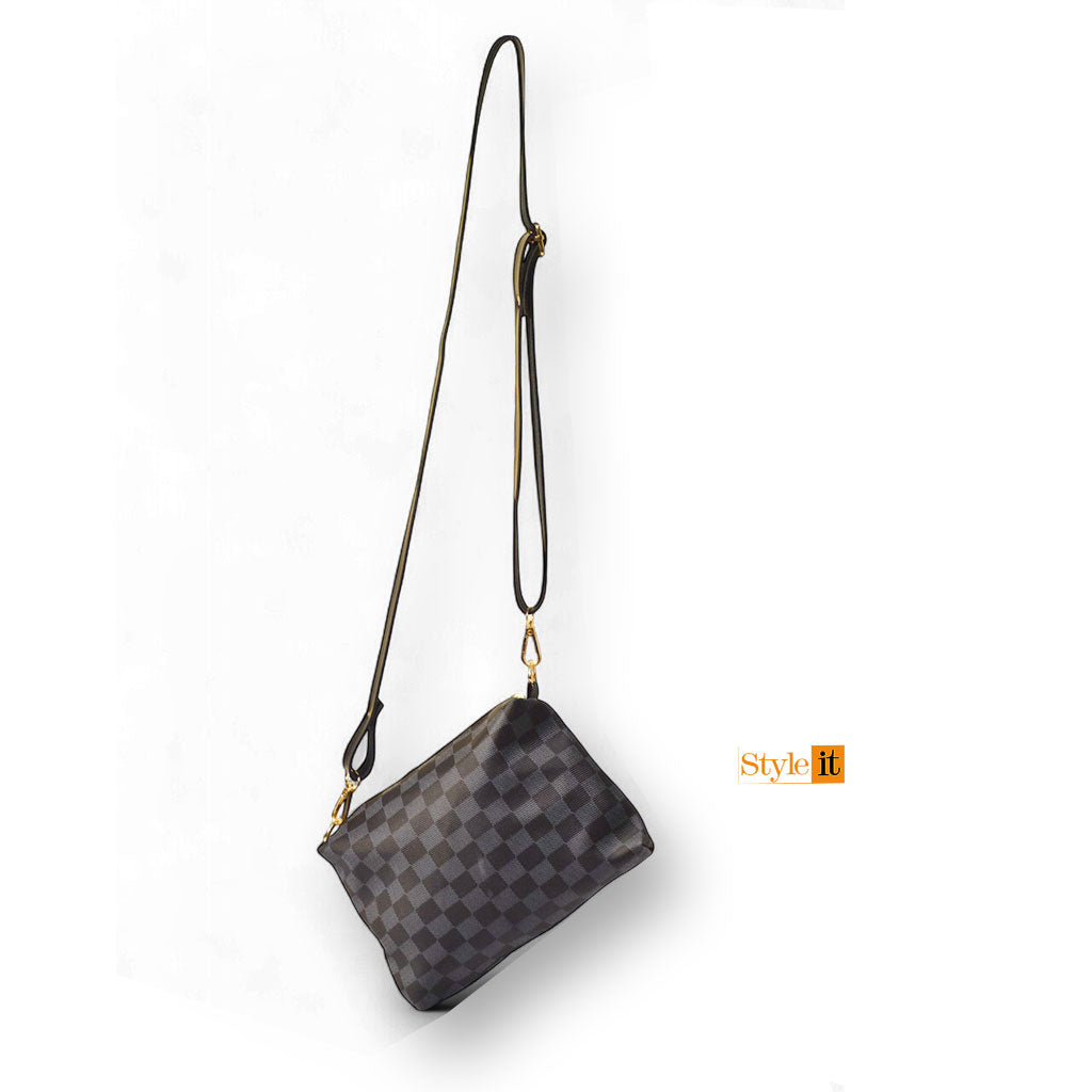 Black  And Choho brown Contrast Checkered tote bag