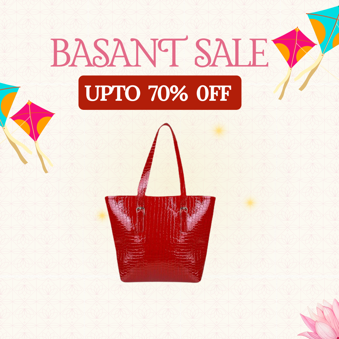 Roomy Reddish Maroon Crocodile Leather Bag