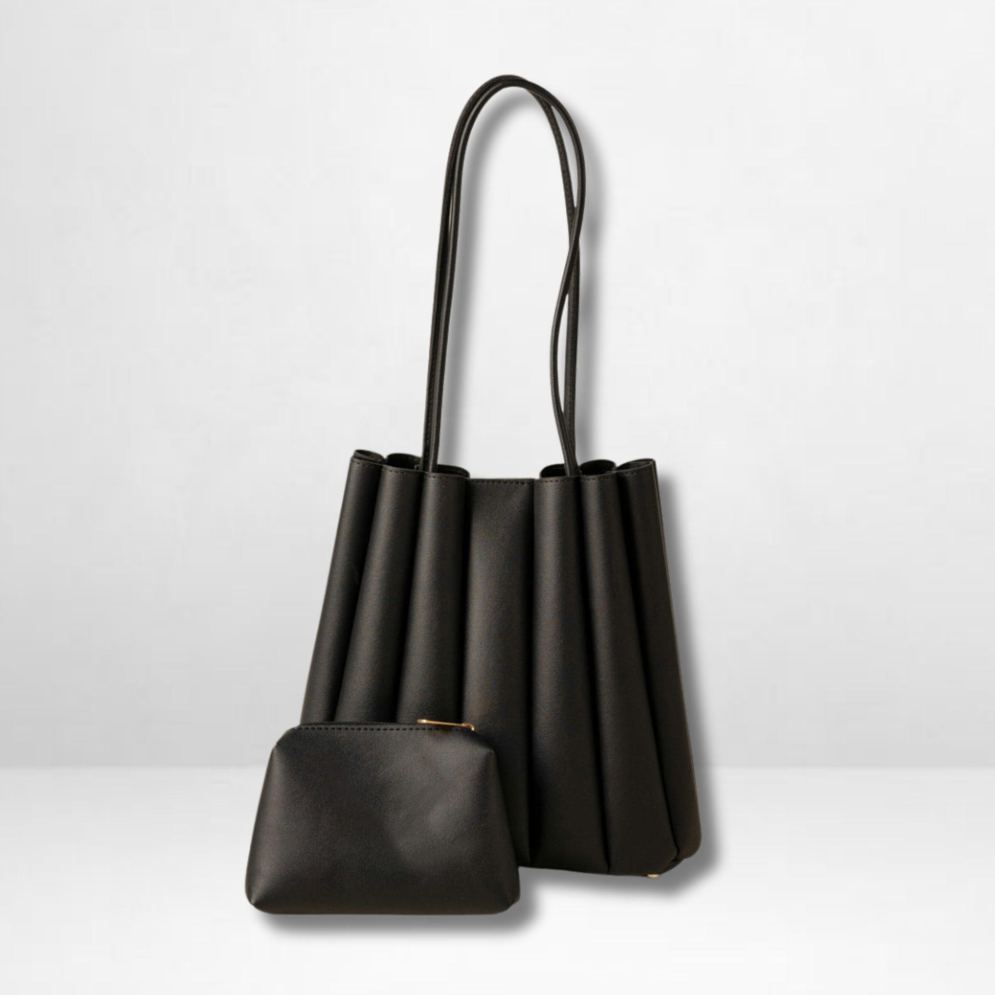 Pleated Black Tote