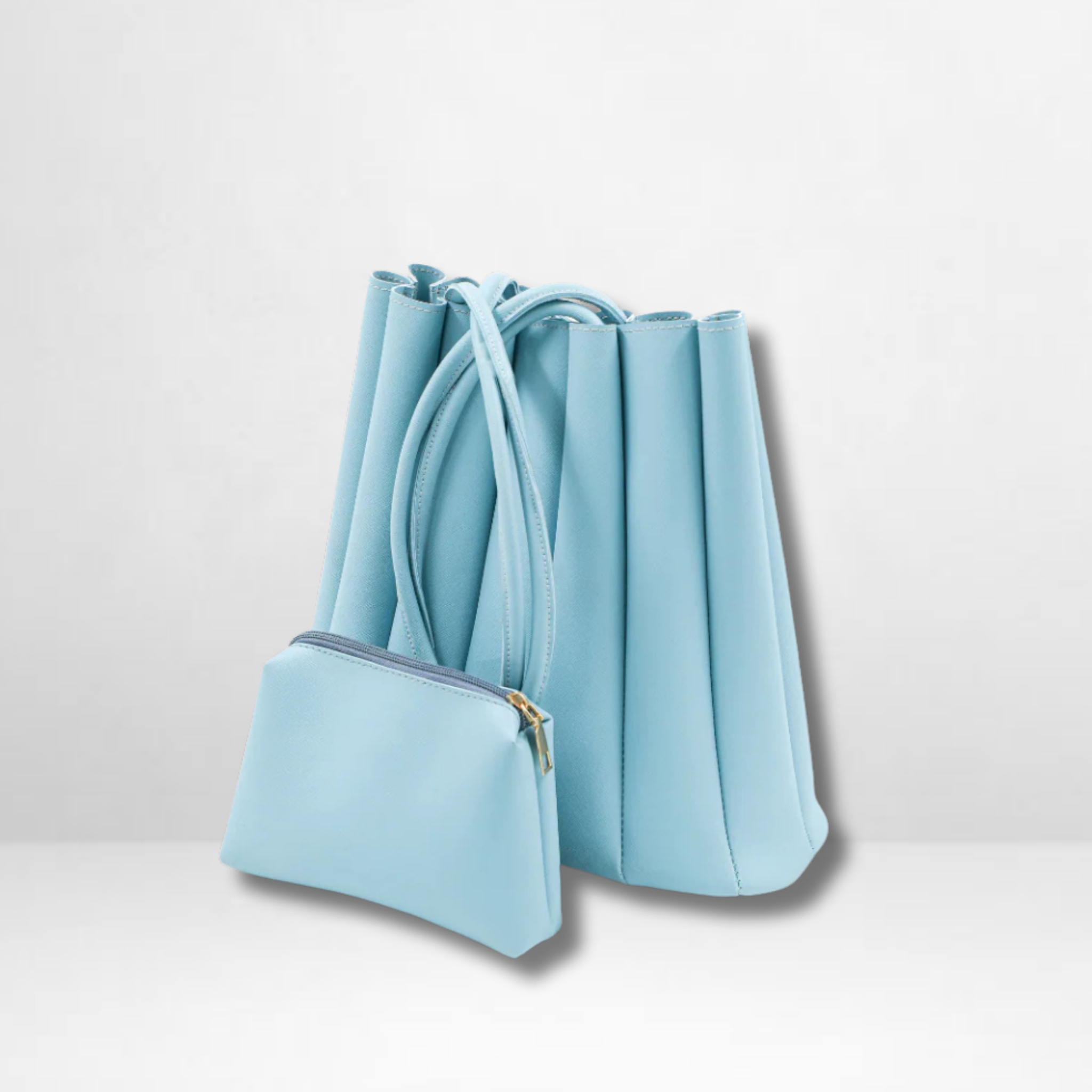 Pleated Ice Blue Tote