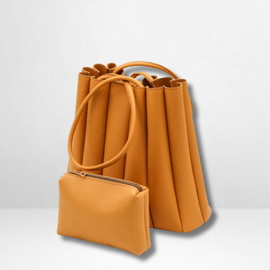 Pleated Mustard Tote