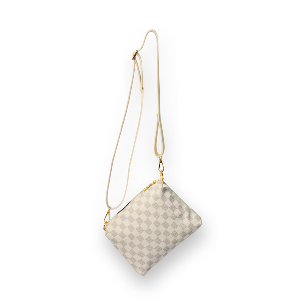 White & Choco Brown Checkered Tote