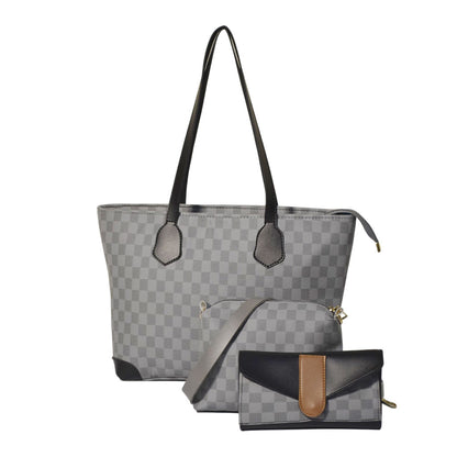 Grey & Black Checkered Tote