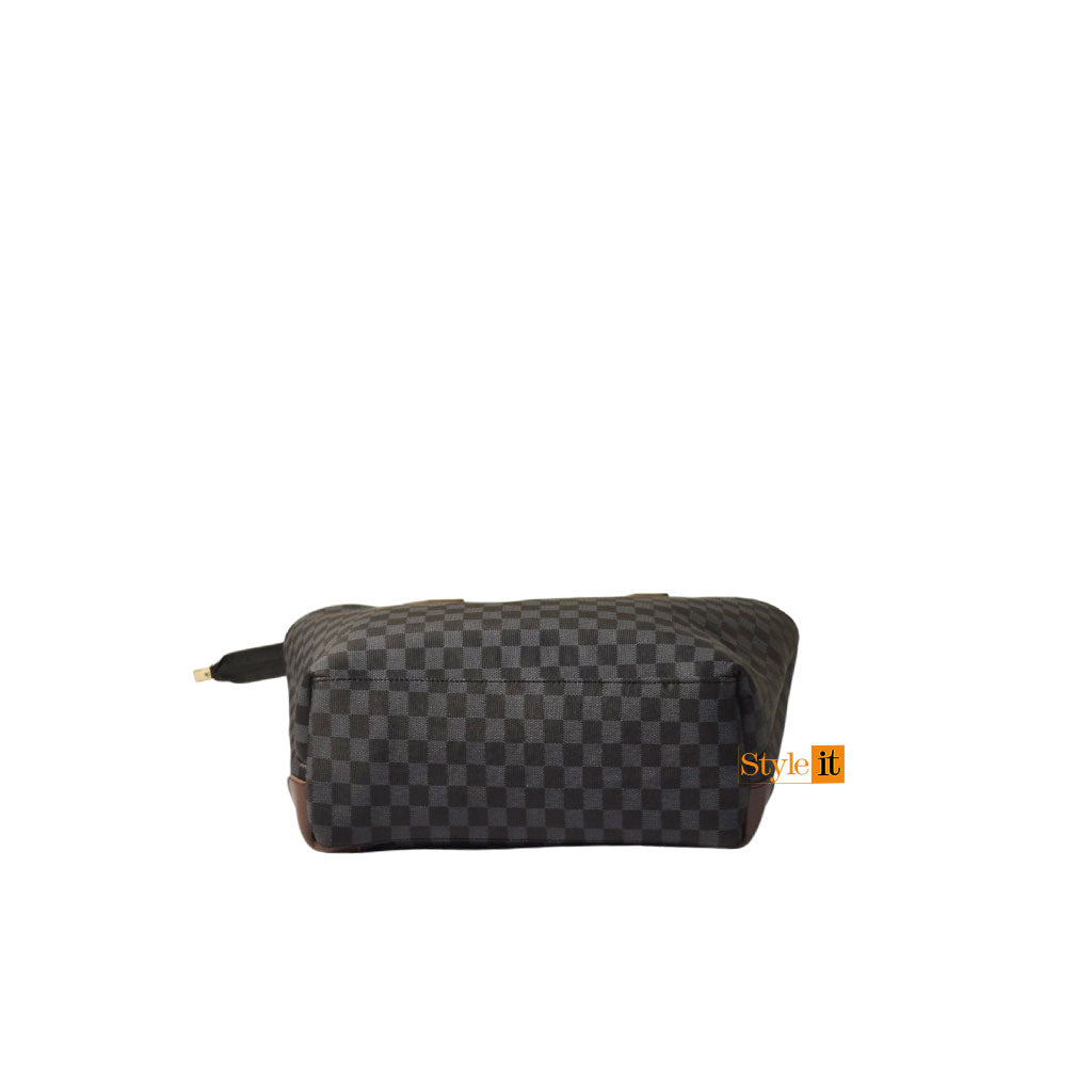 Black  And Choho brown Contrast Checkered tote bag