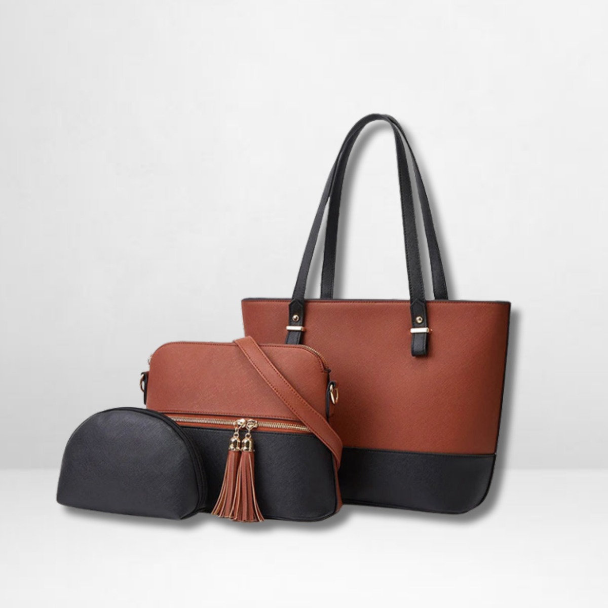 Carla Brown Black 3 Pcs Shoulder Bag
