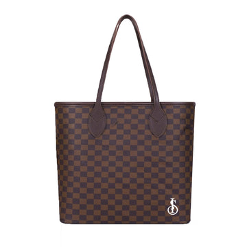 Choco Brown Checkered Zipper Tote