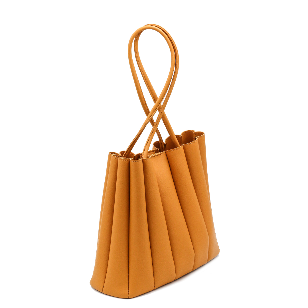 Pleated Mustard Tote