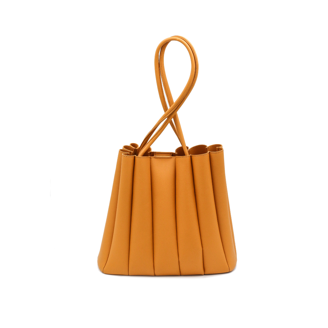 Pleated Mustard Tote