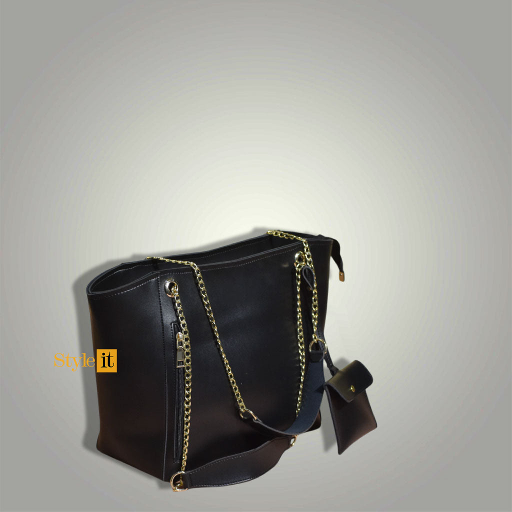 Black Two Tone mini pouch Tote