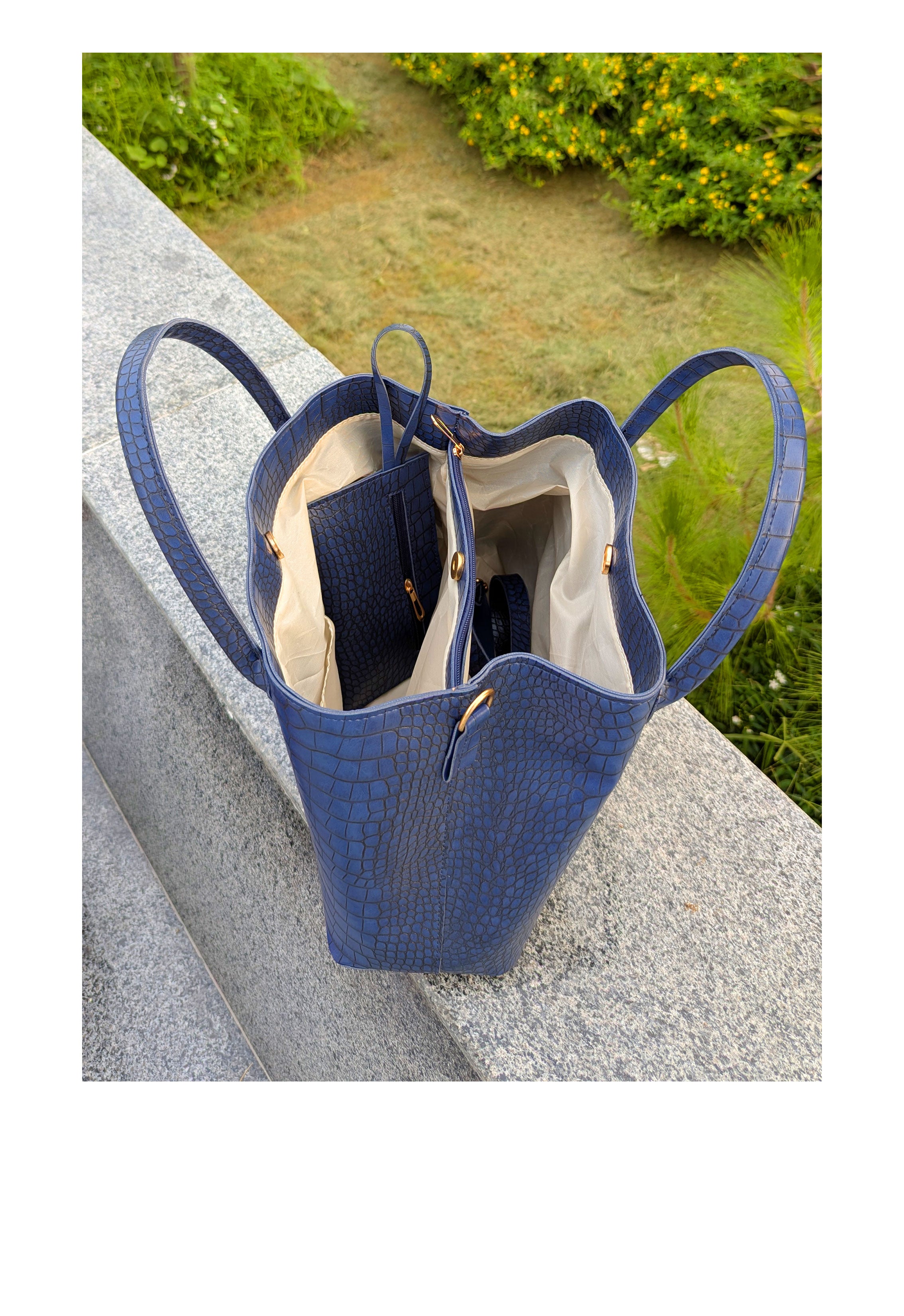 Blue Krokodil Satchel Handbag