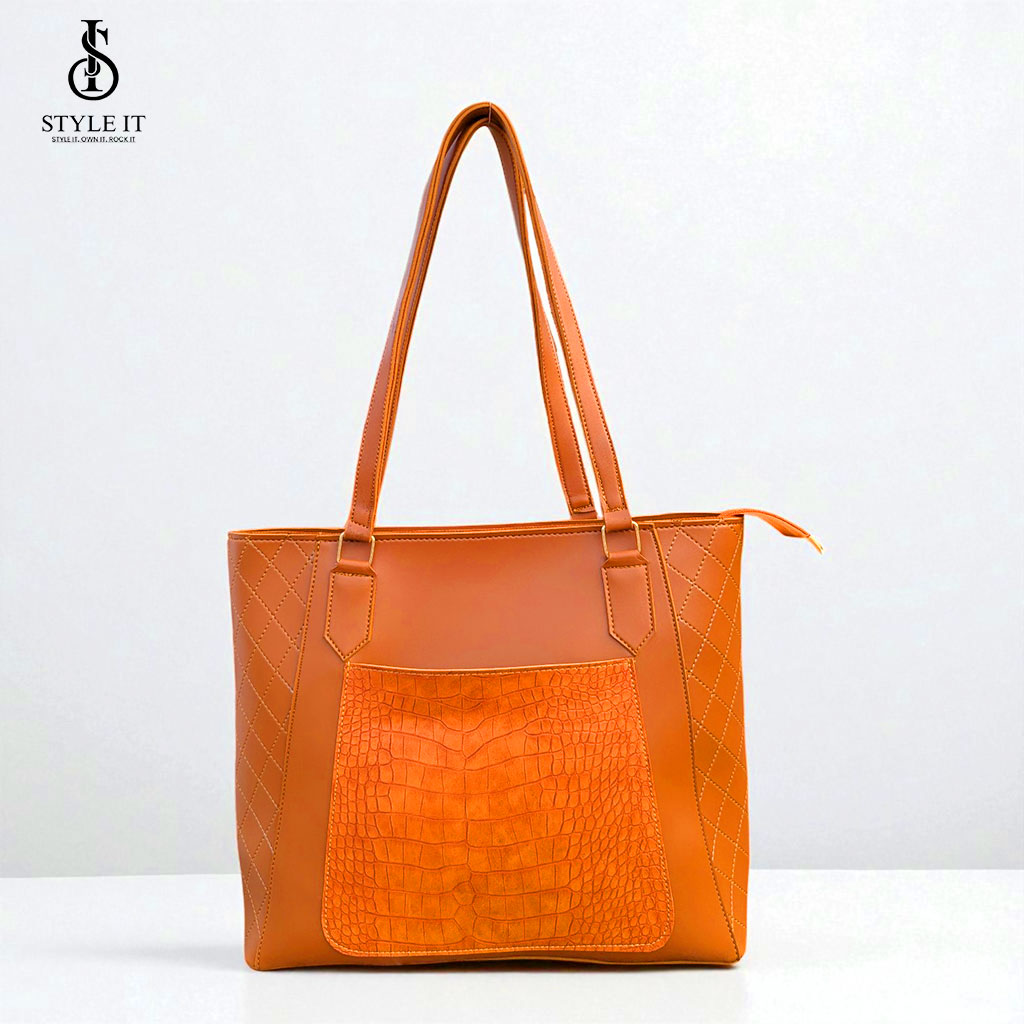 Luxe Elegance Mustard Brown Tote Bag – Women’s Fashion Shoulder Bag