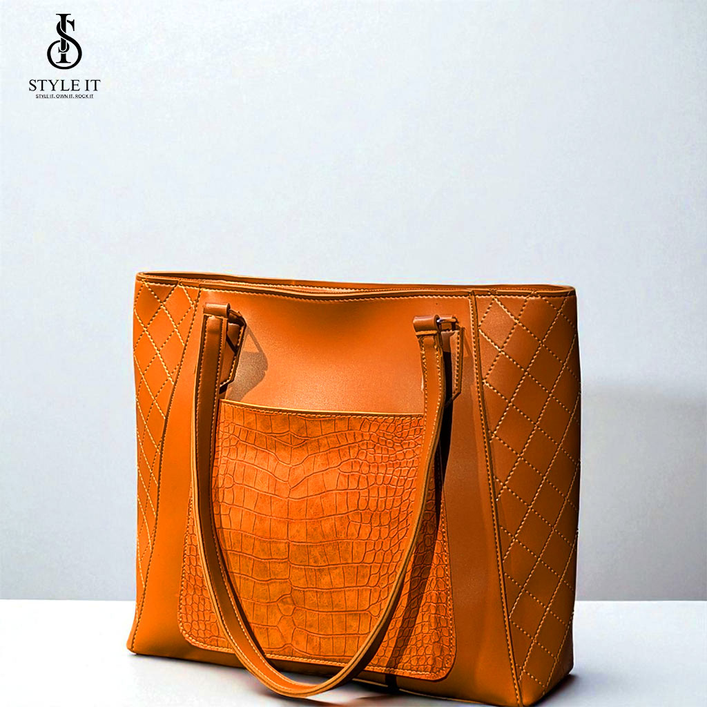 Luxe Elegance Mustard Brown Tote Bag – Women’s Fashion Shoulder Bag