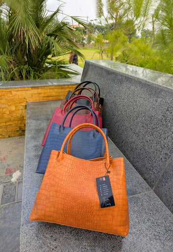 Blue Krokodil Satchel Handbag