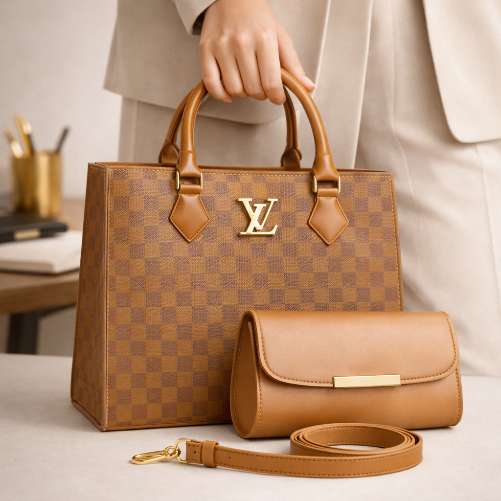 Timeless Check Mustard Brown Handbag