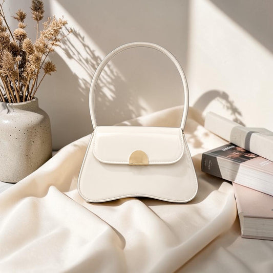 Luna Patent Shoulder Bag -White