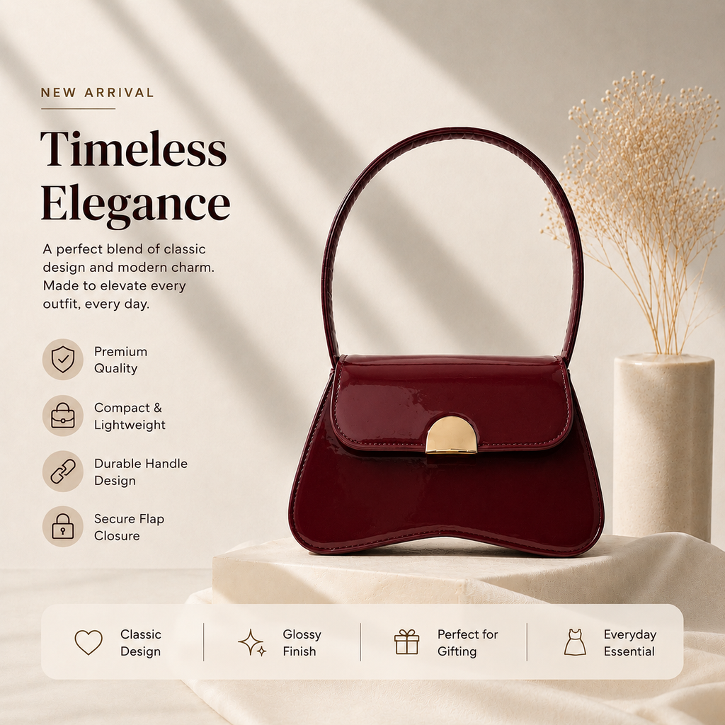 Luna Patent Shoulder Bag -Cherry maroon