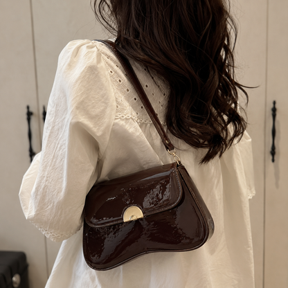 Luna Patent Shoulder Bag - Chocho Brown