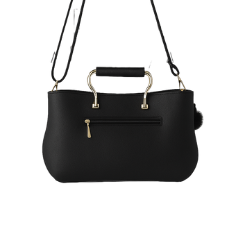 Black Satchel Leather Handbag for Women