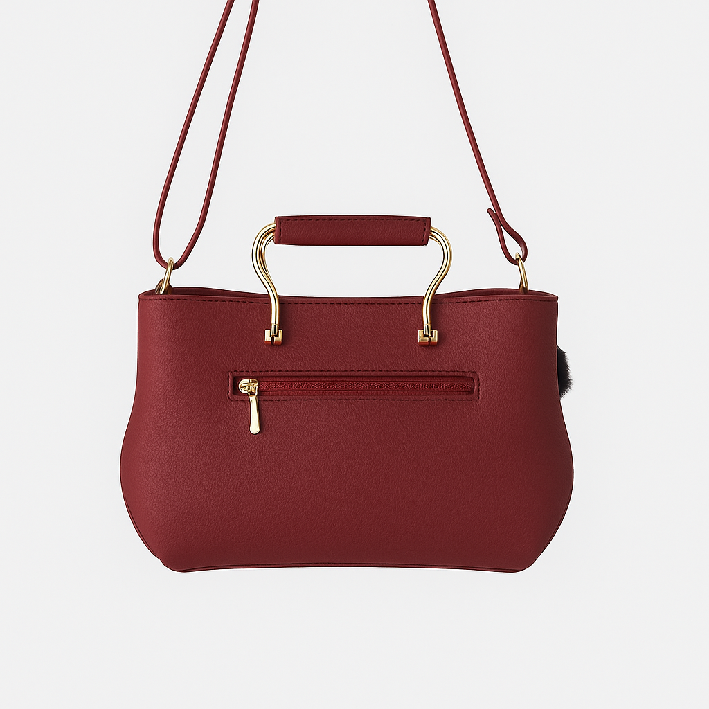 Satchel Maroon Leather Hand Bag