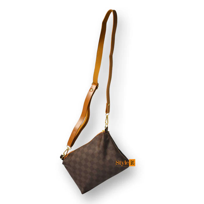 Brown & Mustard Checkered Tote
