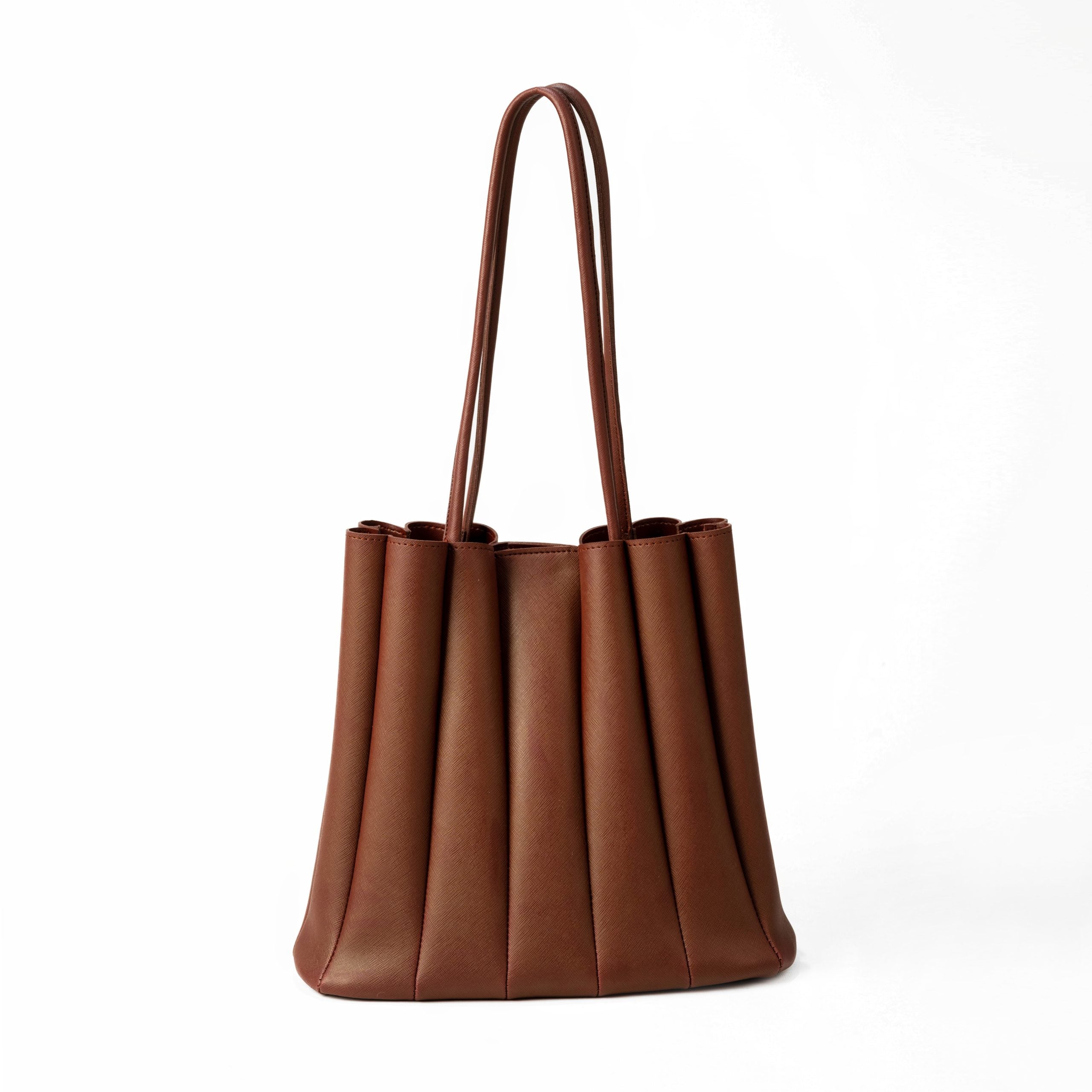 Pleated Brown Tote
