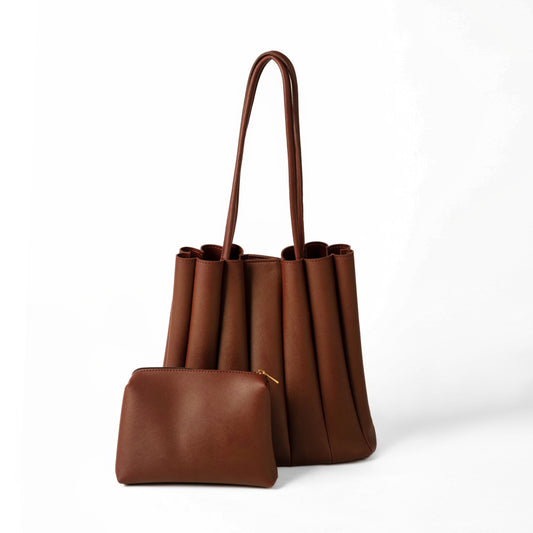 Pleated Tote Brown