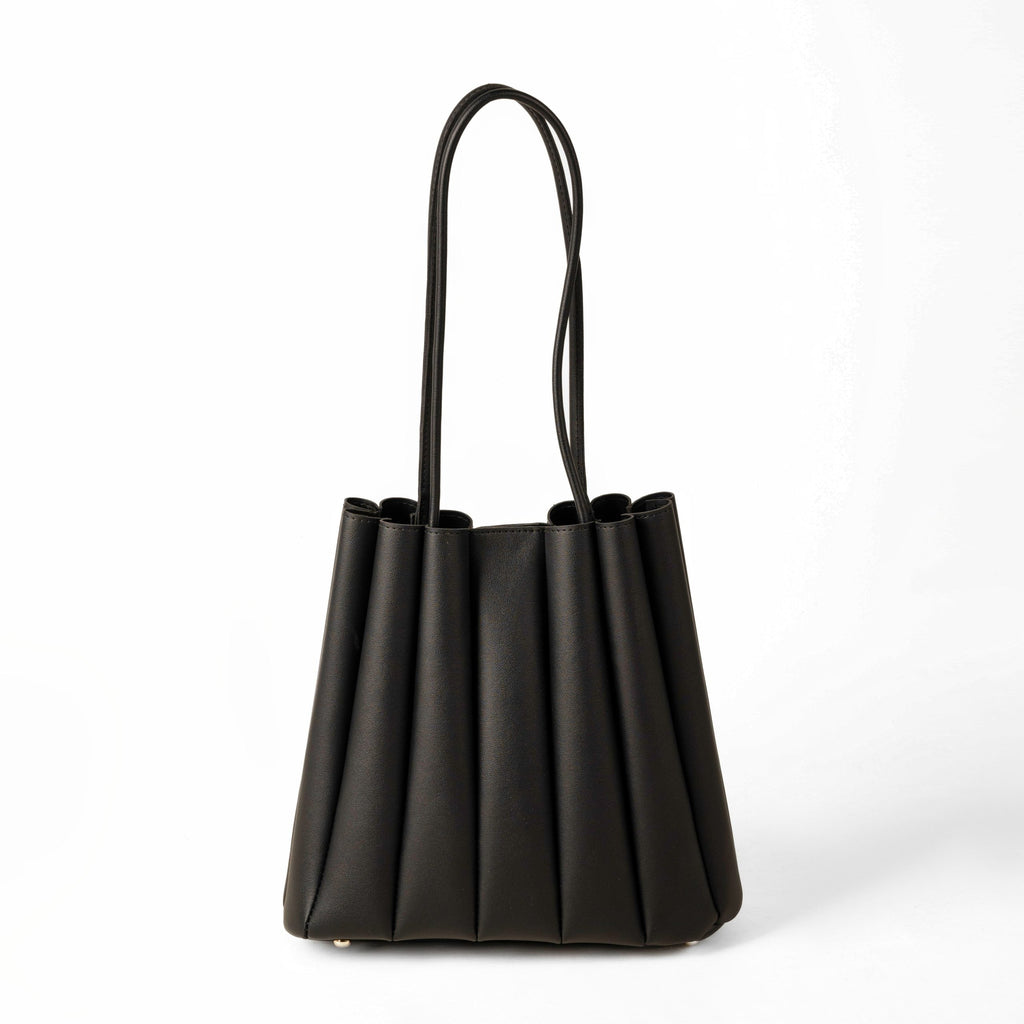 Pleated Black Tote