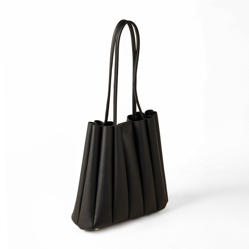 Pleated Black Tote