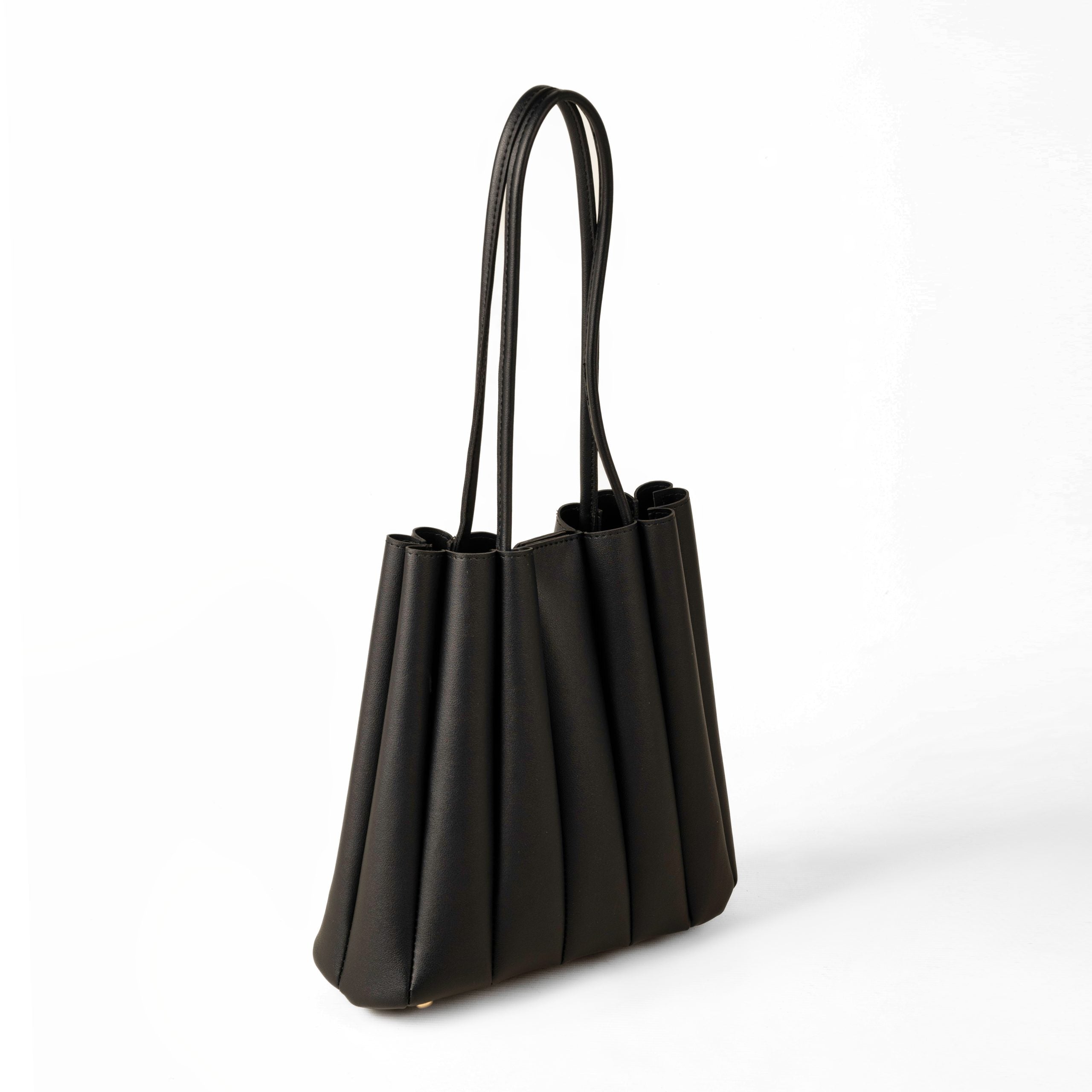 Pleated Black Tote