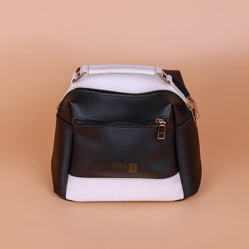 Black Luxe Leather 4-Zip Bucket Bag