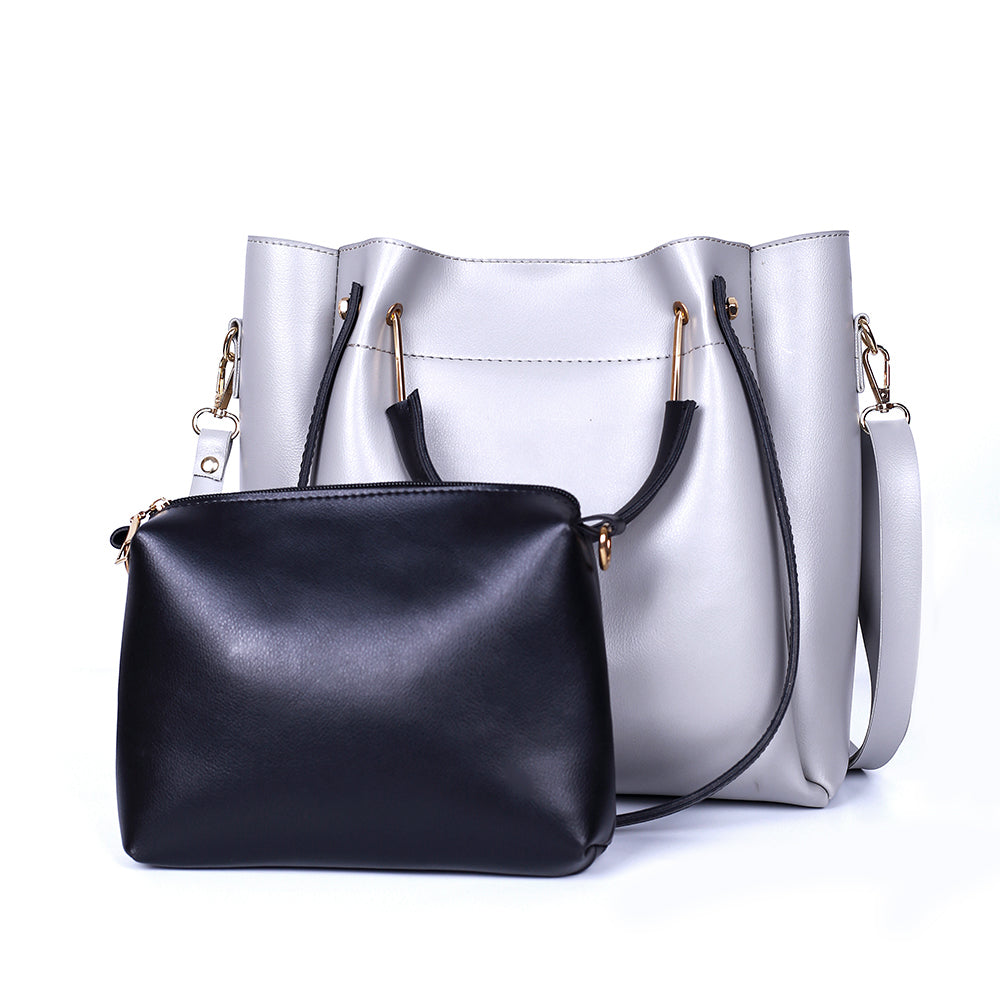 Lily Grey and Black 2 Pcs Handbag