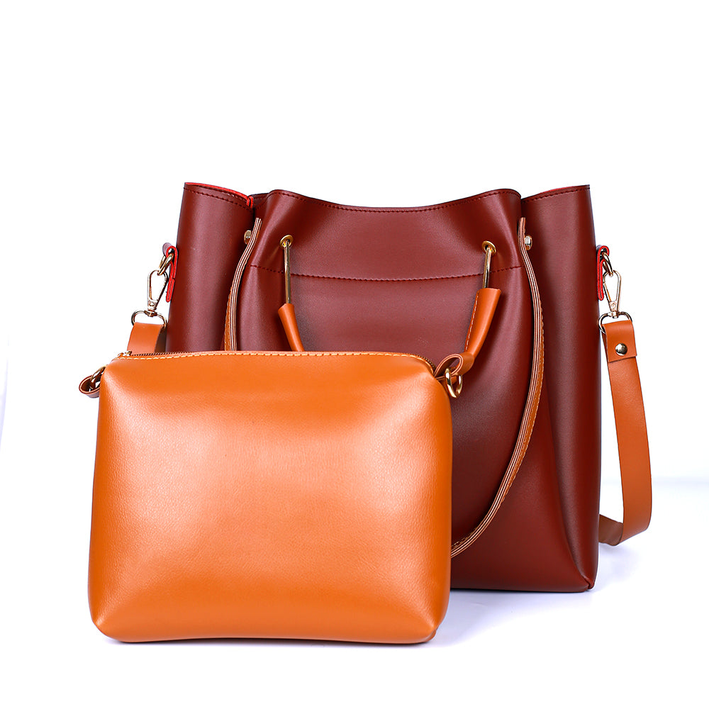 Lily Maroon and Brown 2 Pcs Handbag