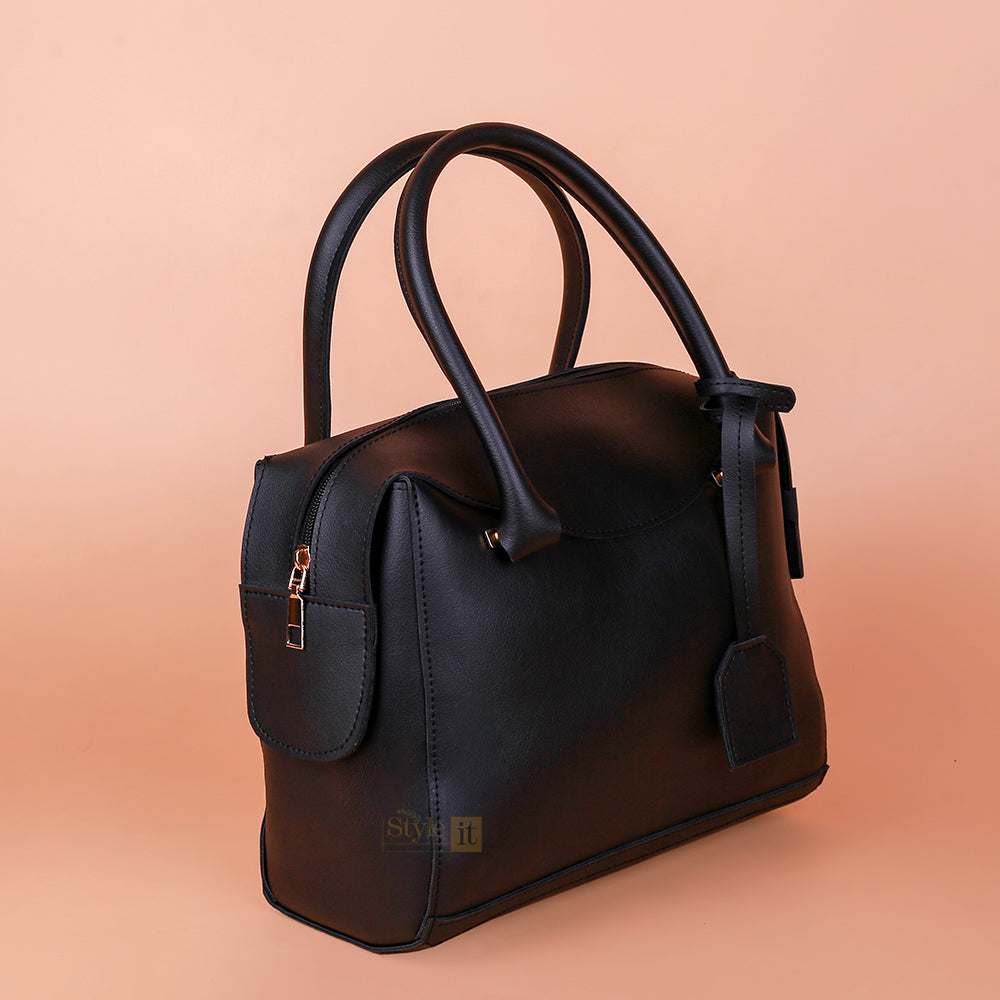 Black Eleganza Zipper Handbag