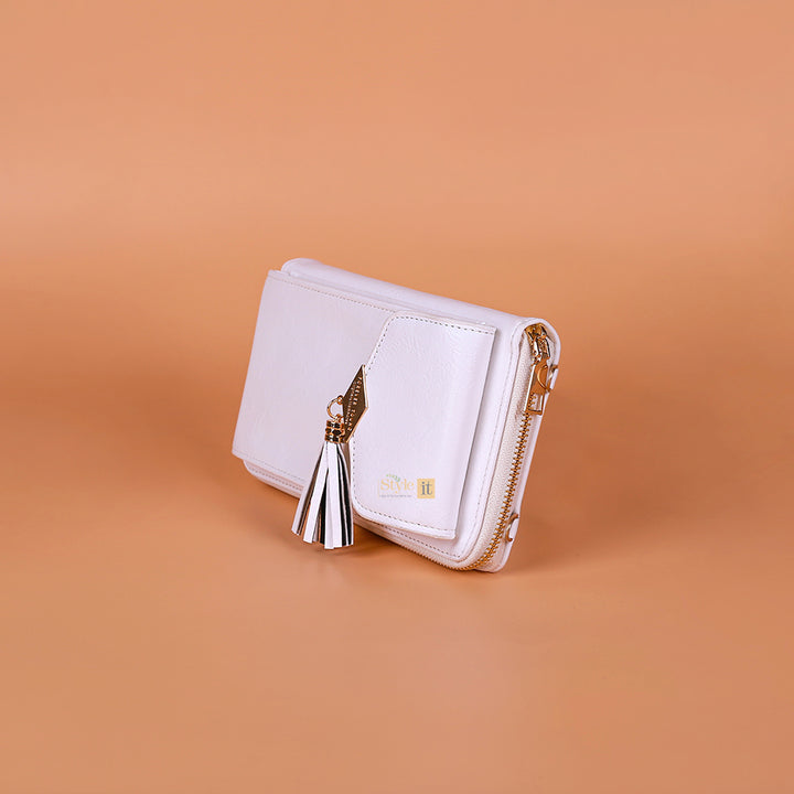 Styleit Refined Radiance White Leather Clutch